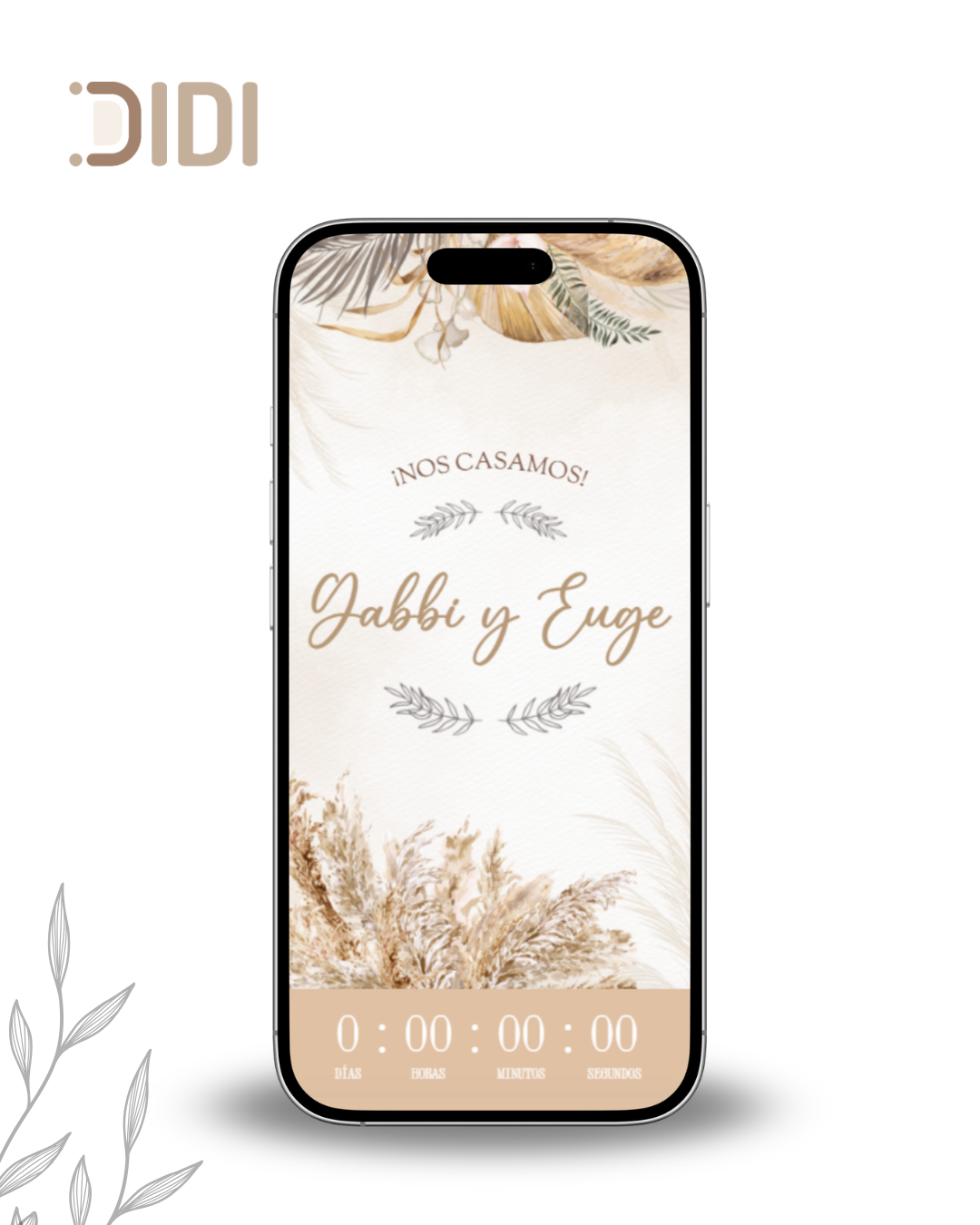 Invitaci&oacute;n XV Eucalipto y Dorado